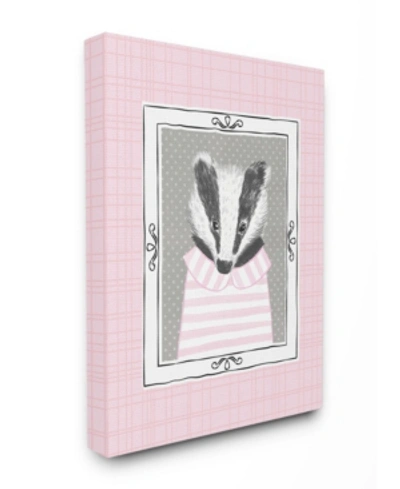 Stupell Industries Badger Portrait Pink Canvas Wall Art, 16" X 20" In Multi