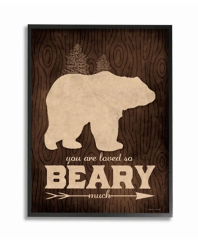 Stupell Industries You Are Loved So Beary Much Wood Grain Framed Giclee Art, 11" X 14" In Multi