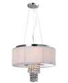 ARTIVA USA MODERN, COMTEMPORARY ADRIENNE 6-LIGHT CRYSTAL CHANDELIER WITH PLISSE FABRIC SHADE, STAINLESS STEEL