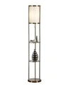 Artiva Usa Exeter 63" Floor Lamp With Durable Glass Shelf And Silk Shade In Bronze