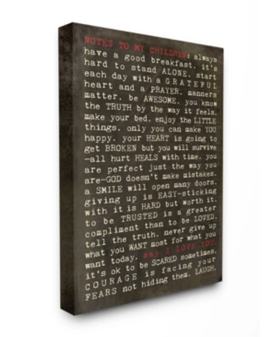 Stupell Industries Notes To My Children Canvas Wall Art, 16" X 20" In Multi