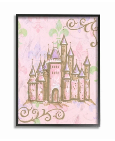 Stupell Industries The Kids Room Castle With Fleur De Lis On Pink Background Framed Giclee Art, 16" X 20" In Multi