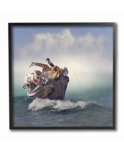 Stupell Industries Noah's Arc Boat And Animals Framed Giclee Art, 12" X 12" In Multi