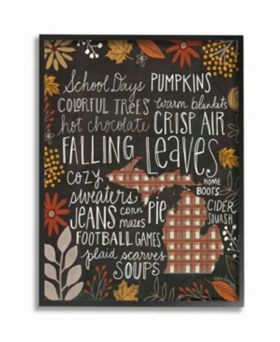 Stupell Industries Michigan Fall Typography Framed Giclee Art, 11" X 14" In Multi