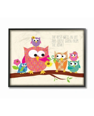 Stupell Industries Home Decor The Best Gifts In Life Are Those Given From The Heart Owls Framed Giclee Art, 11" X 14" In Multi
