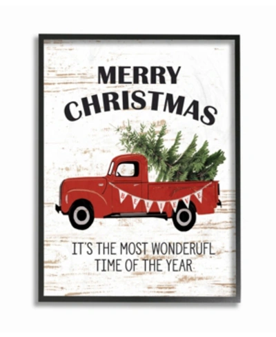 Stupell Industries Christmas Most Wonderful Time Vintage-inspired Truck Framed Giclee Art, 11" X 14" In Multi
