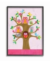 STUPELL INDUSTRIES THE KIDS ROOM OWLS, BIRDS AND SQUIRREL IN A TREE FRAMED GICLEE ART, 11" X 14"