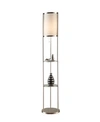 ARTIVA USA EXETER MODERN 63" BRUSHED STEEL FLOOR LAMP WITH GLASS SHELF