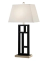 ARTIVA USA PERRY MODERN 31" BLACK AND BRUSHED STEEL GEOMETRIC-SCULPTURED METAL TABLE LAMP WITH EMPIRE SHADE