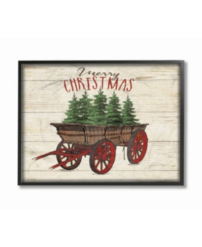 Stupell Industries Merry Christmas Tree Wagon Framed Giclee Art, 11" X 14" In Multi