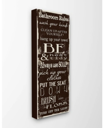 Stupell Industries Bathroom Rules Chocolate White Canvas Wall Art, 10" X 24" In Multi