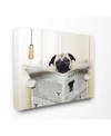 Stupell Industries Pug Reading Newspaper In Bathroom Canvas Wall Art, 30" X 40" In Multi