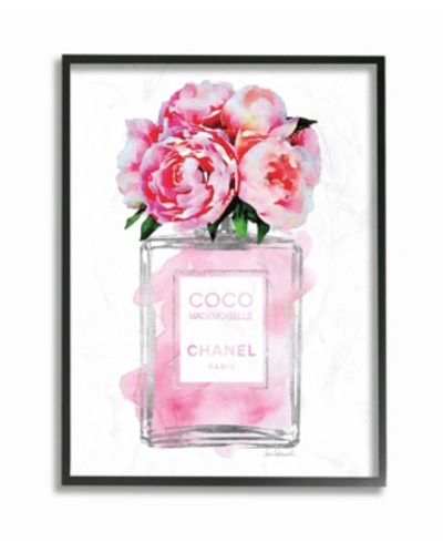 Stupell Industries Glam Perfume Bottle V2 Flower Silver Pink Peony Framed Giclee Art, 11" X 14" In Multi
