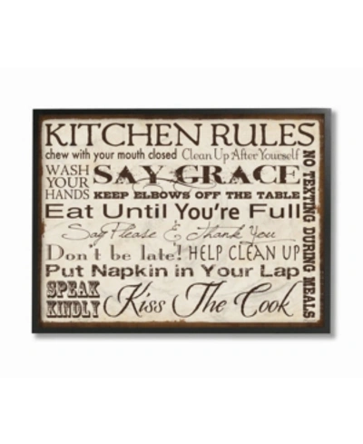 Stupell Industries Home Decor Kitchen Rules Creme Typography Kitchen Framed Giclee Art, 11" X 14" In Multi