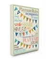 STUPELL INDUSTRIES HOME DECOR PLAYROOM RULES WITH PENNANTS IN BLUE CANVAS WALL ART, 16" X 20"