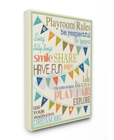 Stupell Industries Home Decor Playroom Rules With Pennants In Blue Canvas Wall Art, 16" X 20" In Multi
