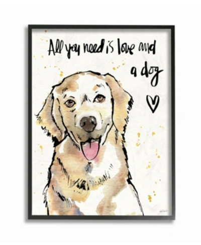 Stupell Industries All You Need Is Love And A Dog Illustration Framed Giclee Art, 16" X 20" In Multi