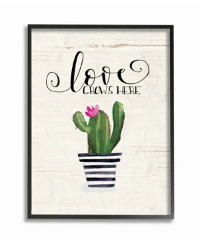 Stupell Industries Love Grows Here Cactus Framed Giclee Art, 16" X 20" In Multi