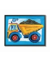 STUPELL INDUSTRIES THE KIDS ROOM YELLOW DUMP TRUCK WITH BLUE BORDER FRAMED GICLEE ART, 16" X 20"