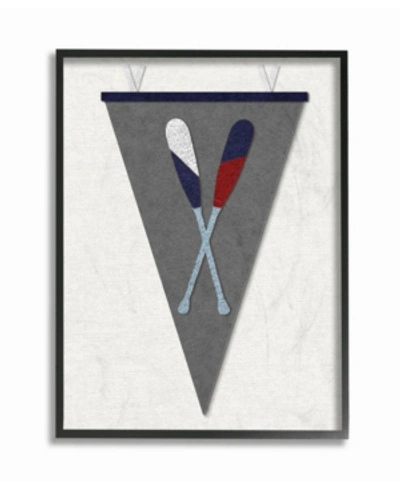 Stupell Industries Pennant Oars Fabric Collage Gray Framed Giclee Art, 16" X 20" In Multi