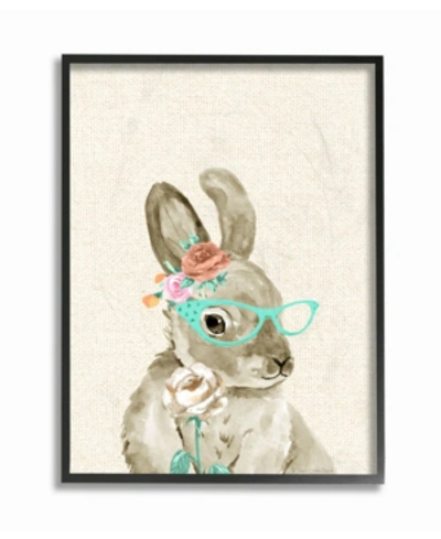 Stupell Industries Woodland Bunny With Cat Eye Glasses Framed Giclee Art, 16" X 20" In Multi