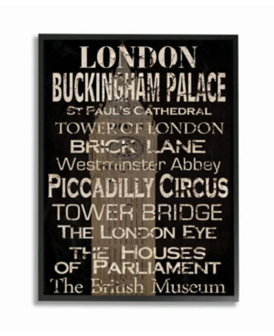 Stupell Industries Home Decor London Landmark Typography Framed Giclee Art, 16" X 20" In Multi