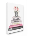 Stupell Industries Book Stack Fashion Candle Pink Rose Canvas Wall Art, 16" X 20" In Multi