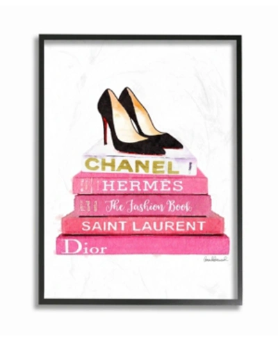 Stupell Industries Glam Pink Fashion Books Black Pump Hells Framed Giclee Art, 11" X 14" In Multi