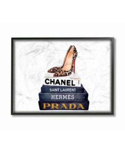 Stupell Industries Glam Fashion Book Set Leopard Pumps Heels Framed Giclee Art, 11" X 14" In Multi
