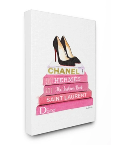 Stupell Industries Glam Pink Fashion Books Black Pump Hells Canvas Wall Art, 16" X 20" In Multi