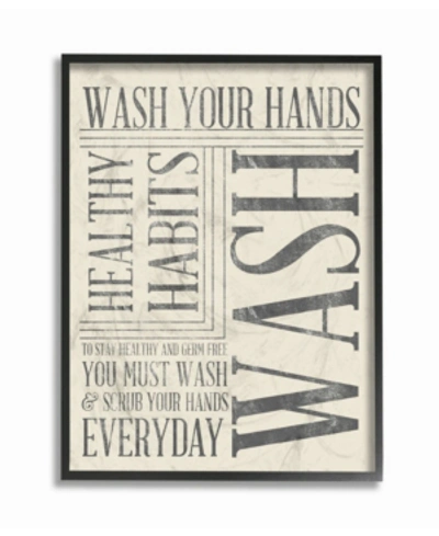 Stupell Industries Home Decor Wash Your Hands Typography Bathroom Framed Giclee Art, 11" X 14" In Multi