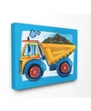 STUPELL INDUSTRIES THE KIDS ROOM YELLOW DUMP TRUCK WITH BLUE BORDER CANVAS WALL ART, 16" X 20"