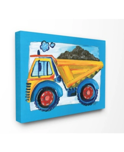 Stupell Industries The Kids Room Yellow Dump Truck With Blue Border Canvas Wall Art, 16" X 20" In Multi