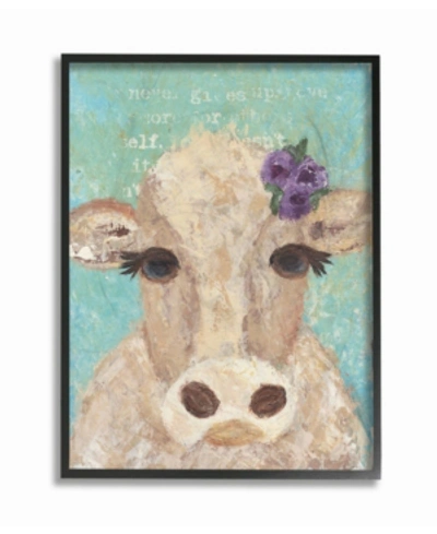 Stupell Industries Cow Painterly Portrait Framed Giclee Art, 16" X 20" In Multi