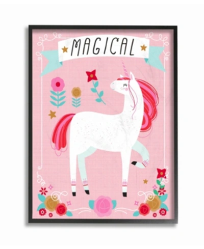 Stupell Industries Magical Colorful Unicorn Framed Giclee Art, 16" X 20" In Multi