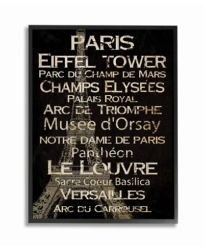 Stupell Industries Home Decor Paris Landmark Typography Framed Giclee Art, 16" X 20" In Multi