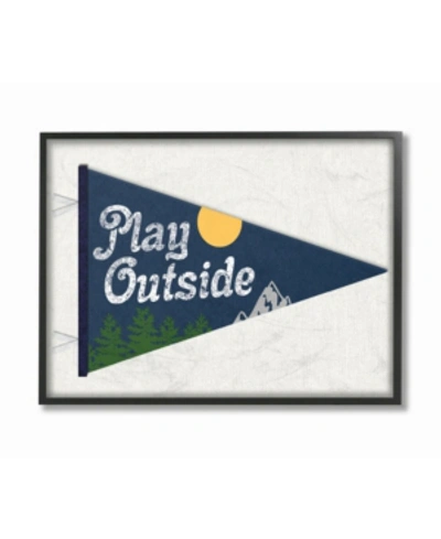 Stupell Industries Play Outside Nature Pennant Blue Framed Giclee Art, 16" X 20" In Multi