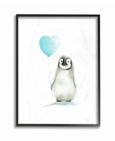 Stupell Industries Baby Penguin With Blue Balloon Framed Giclee Art, 16" X 20" In Multi