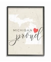 STUPELL INDUSTRIES MICHIGAN PROUD WITH HEART FRAMED GICLEE ART, 11" X 14"