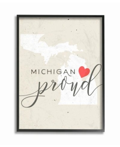 Stupell Industries Michigan Proud With Heart Framed Giclee Art, 11" X 14" In Multi