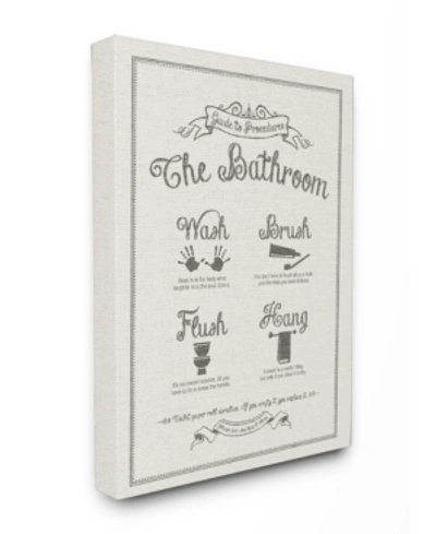 Stupell Industries Guide To Bathroom Procedures Linen Look Canvas Wall Art, 16" X 20" In Multi