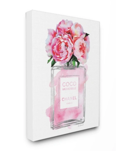 Stupell Industries Glam Perfume Bottle V2 Flower Silver Pink Peony Canvas Wall Art, 16" X 20" In Multi