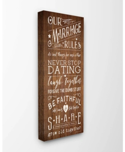 Stupell Industries Our Marriage Rules Canvas Wall Art, 10" X 24" In Multi