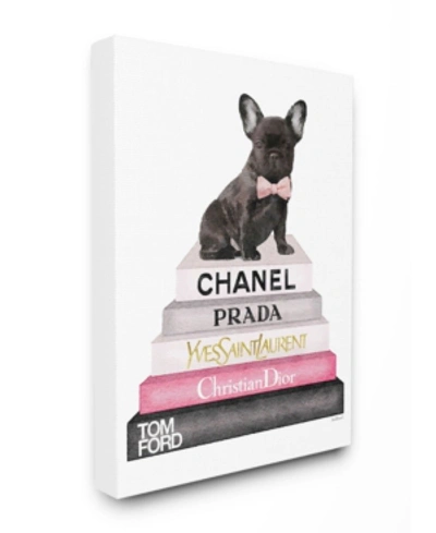 Stupell Industries Book Stack Fashion French Bulldog Canvas Wall Art, 16" X 20" In Multi