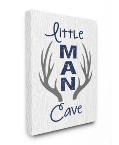 Stupell Industries Little Man Cave Antlers Wood Grain Canvas Wall Art, 16" X 20" In Multi