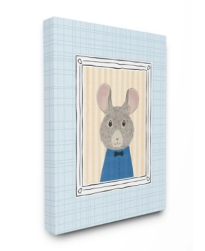 Stupell Industries Mouse Portrait Blue Canvas Wall Art, 16" X 20" In Multi
