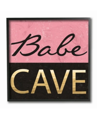 Stupell Industries Babe Cave Pink And Gold Framed Giclee Art, 12" X 12" In Multi