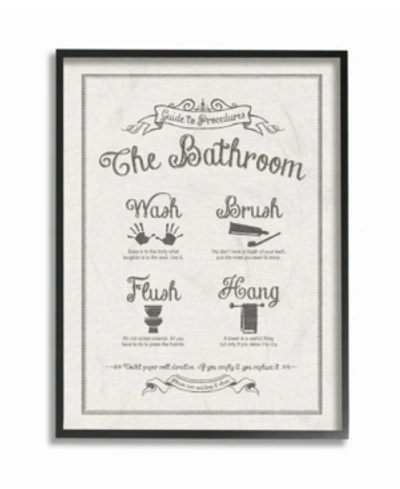 Stupell Industries Guide To Bathroom Procedures Linen Look Framed Giclee Art, 11" X 14" In Multi