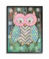 STUPELL INDUSTRIES THE KIDS ROOM DISTRESSED WOODLAND OWL FRAMED GICLEE ART, 11" X 14"