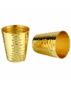 PRINCE OF SCOTS HAMMERED COPPER SHOT GLASSES WITH 24K GOLD-PLATE SET OF 2